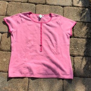 SHU SHU CAP SLEEVE PINK SWEATER, SIZE MEDIUM